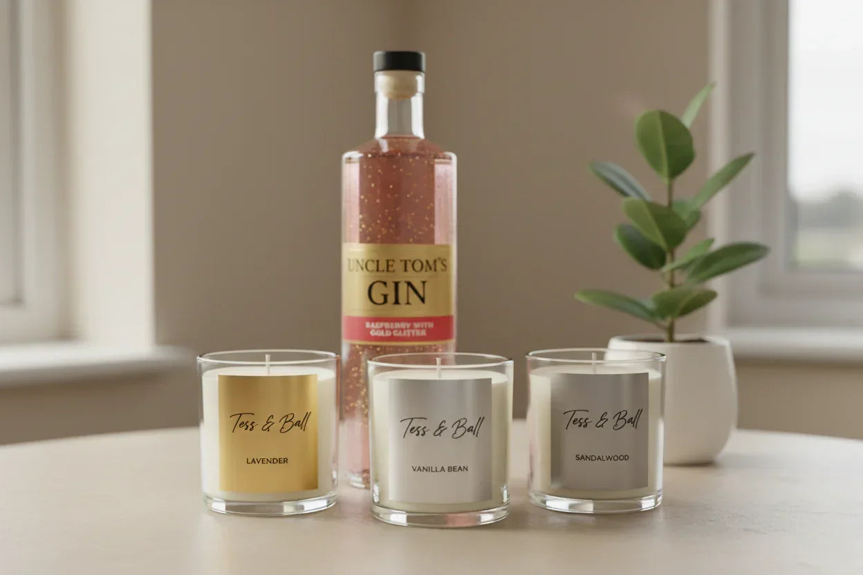 Premium products labelled using our metallic gold and silver labels