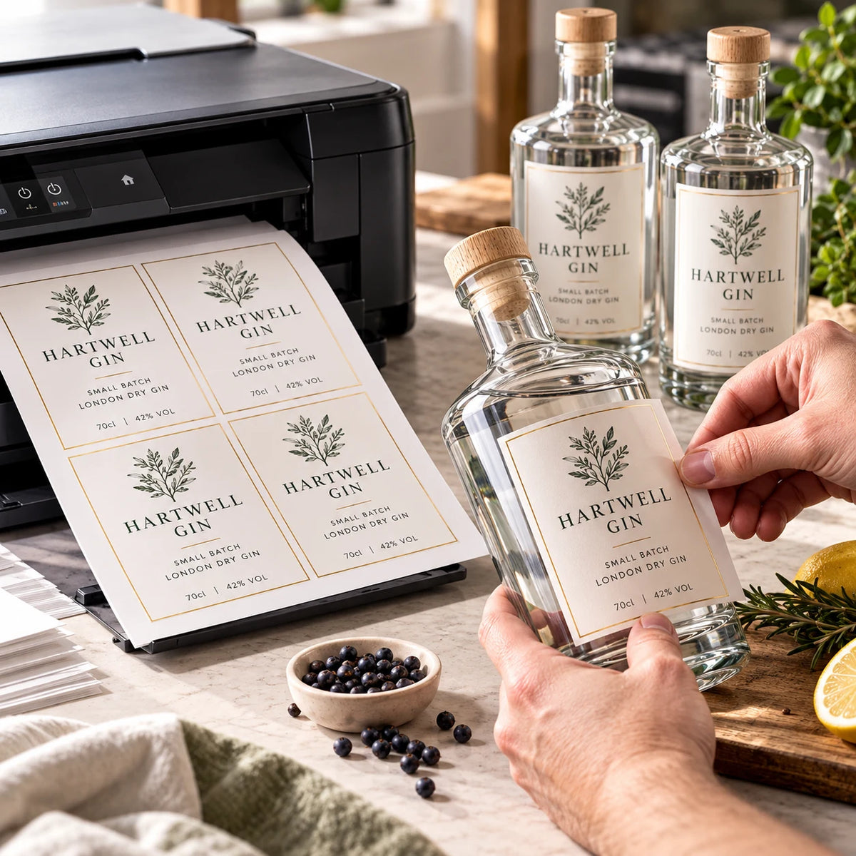Blank A4 labels for gin bottles and miniatures