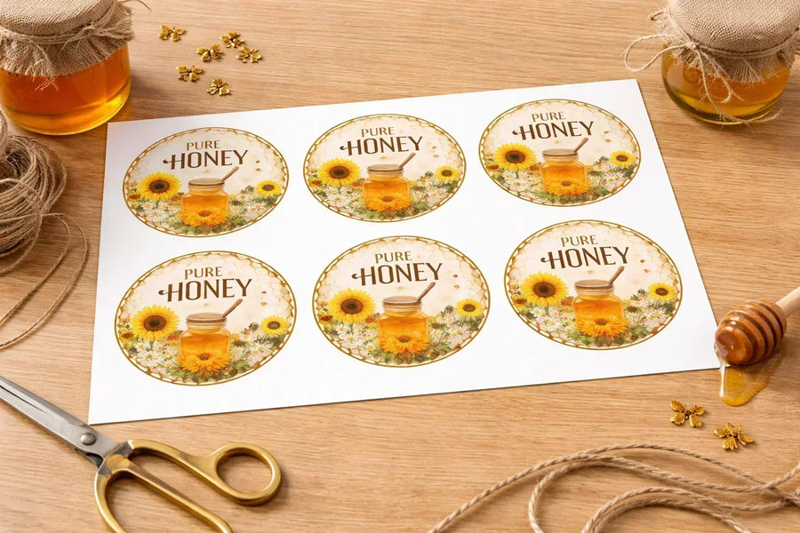 Custom printed honey jar labels