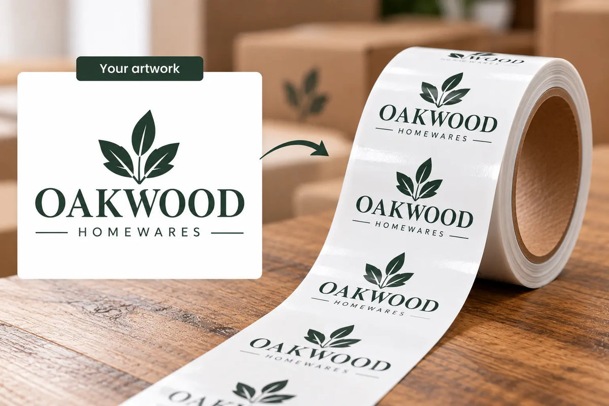 Logo artwork prepared for custom printed packaging tape