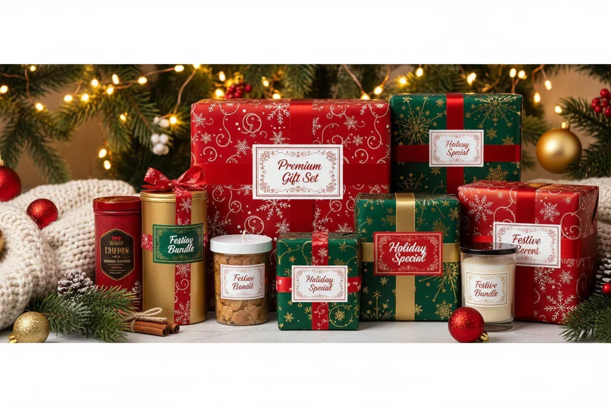 personalised festive labels on presents