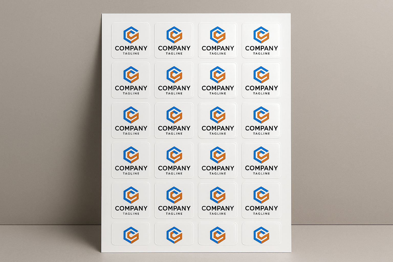 quality personalised labels on A4 sheets - keep to one logo on each each but with multiple labels on each A4 sheet. High quality made up labels