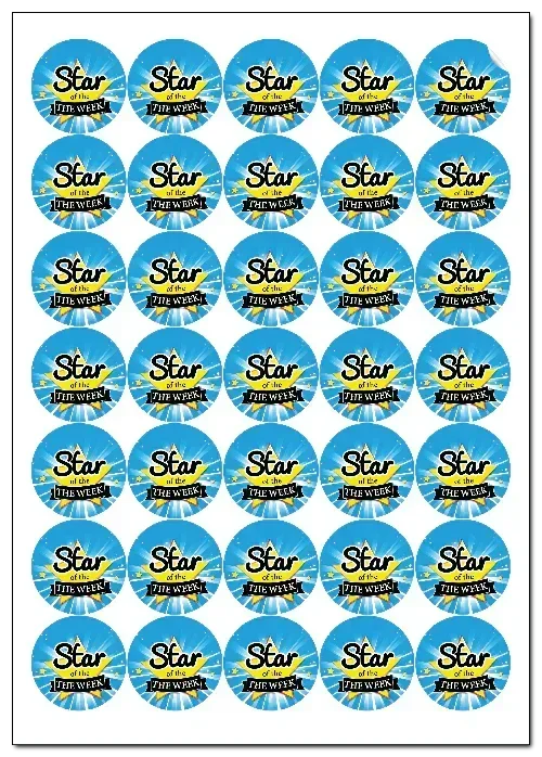 star of the week stickers, 37mm circles