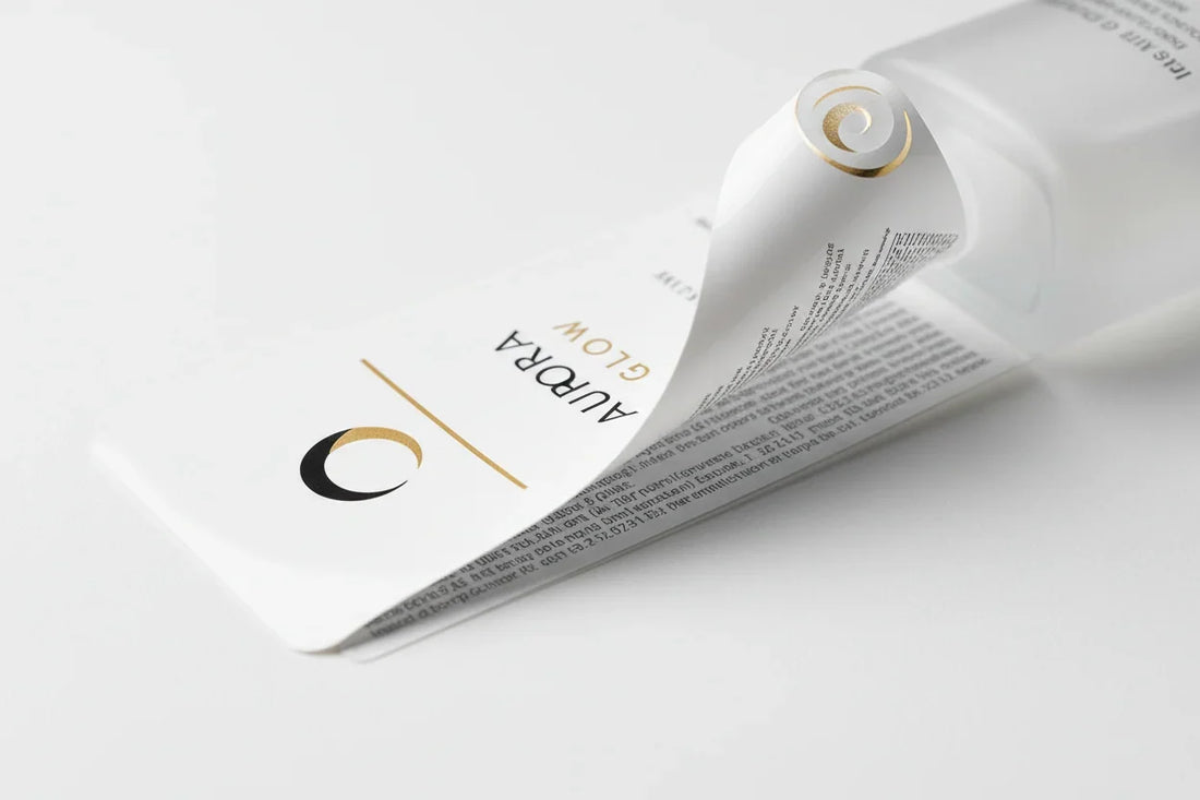 Luxury cosmetic label with gold foil finish